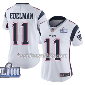 Camiseta Mujer NFL New England Patriots Julian Edelman 11 Nike Blanco 2019 Super Bowl LIII 